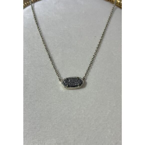 Kendra Scott Elisa Platinum Drusy Short Necklace Silver - Picture 3 of 6